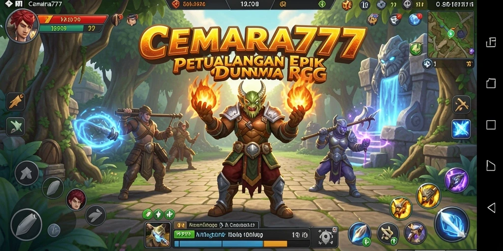 Tampilan gameplay menakjubkan dari CEMARA777 dengan pertempuran RPG yang seru.
