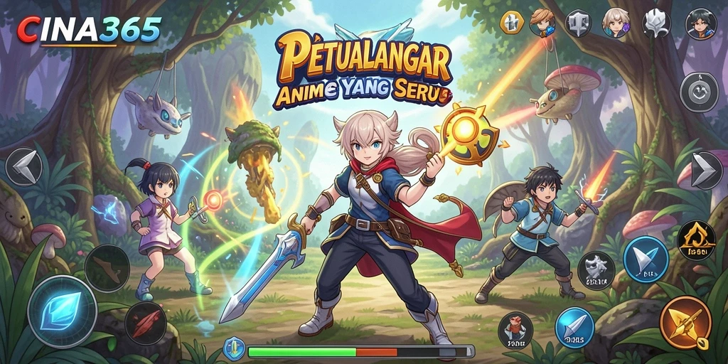 Tampilan gameplay CINA365 yang menarik dengan karakter anime yang dinamis.