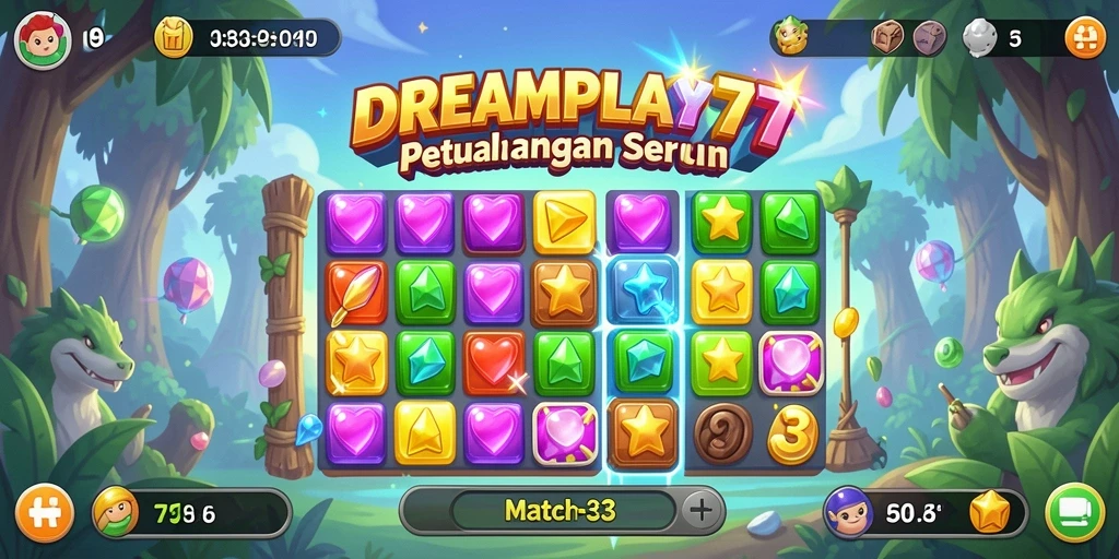 Screenshot utama DREAMPLAY77 menampilkan gameplay seru dalam permainan Match-3.