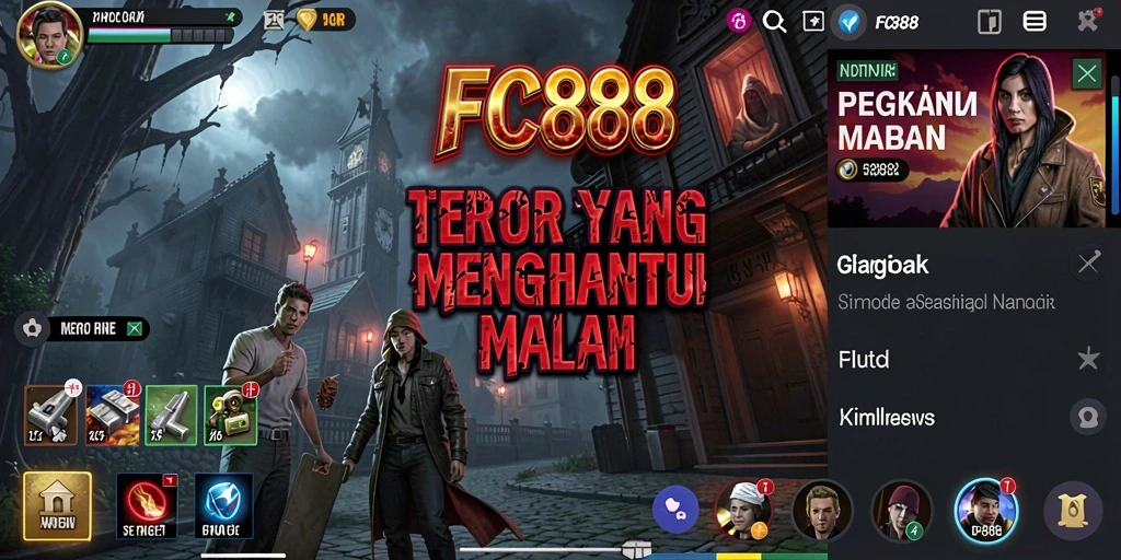 Screenshot gameplay menegangkan di FC888, memperlihatkan suasana horor.