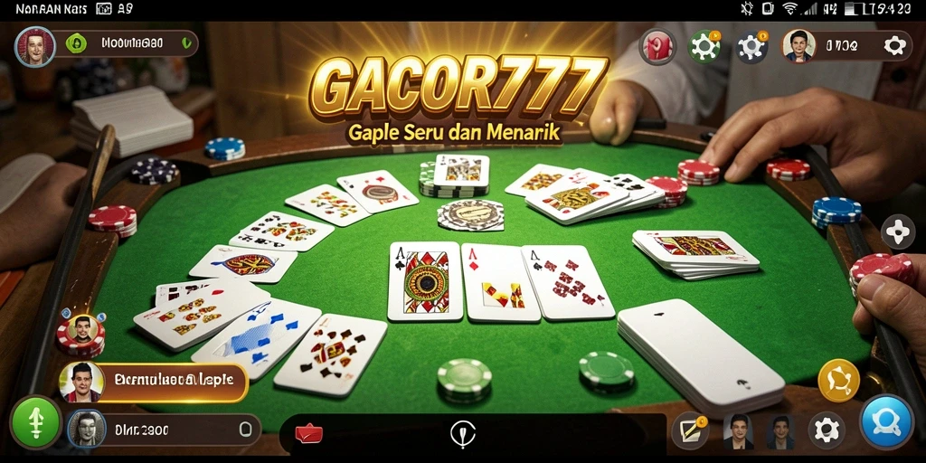 Gameplay seru GACOR777 dengan suasana permainan Gaple.