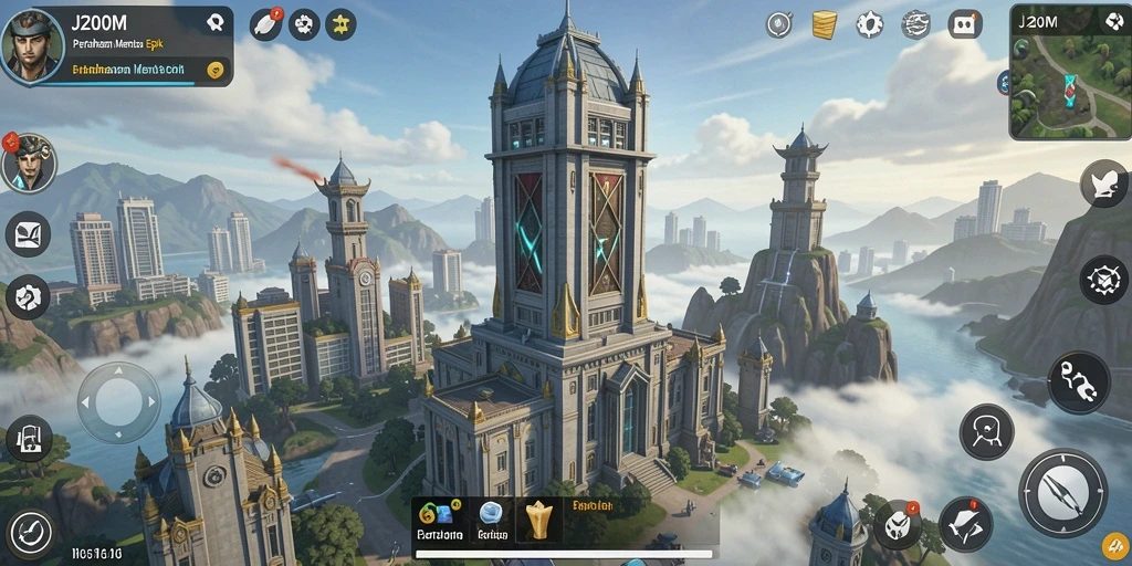Tangkapan layar gameplay J200M menampilkan menara yang strategis dan musuh yang menyerang.