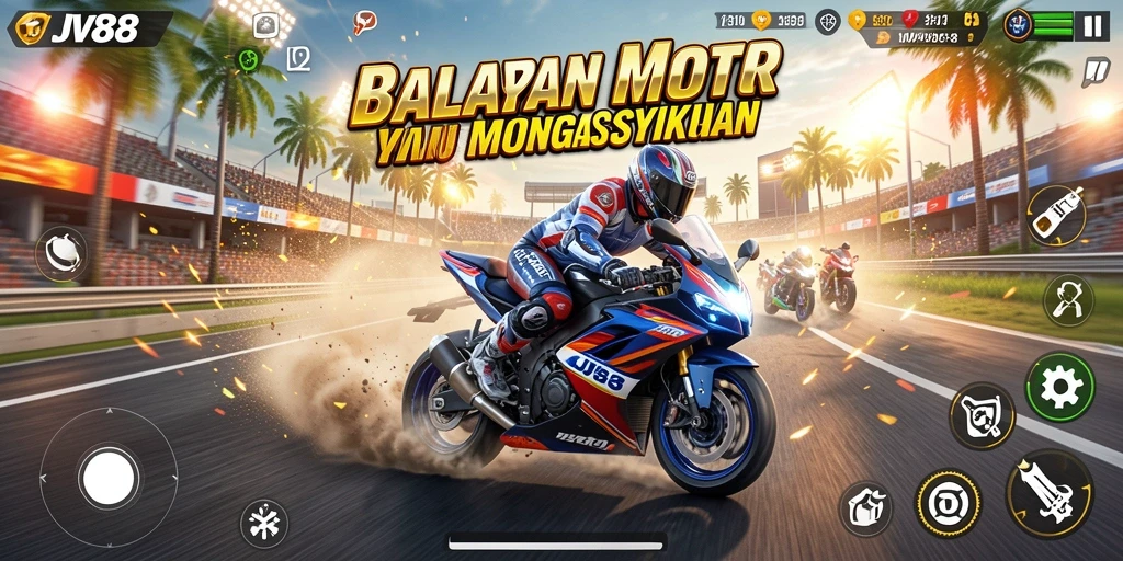 Gameplay balapan motor yang mendebarkan dan penuh aksi.