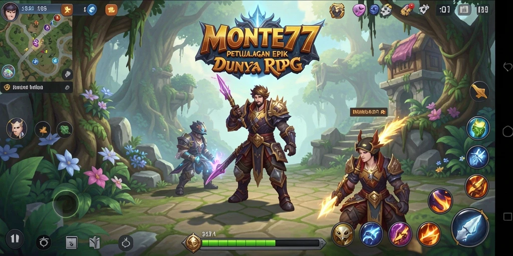 Tampilan gameplay <strong>MONTE77</strong> yang epik dan penuh aksi dalam petualangan RPG.