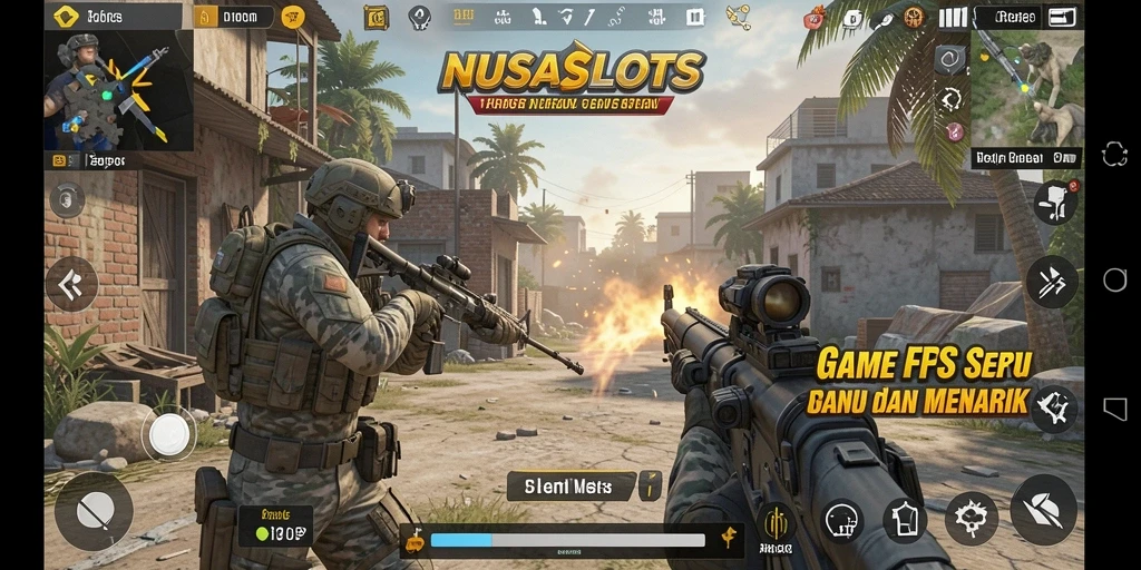 Tampilan gameplay FPS NUSASLOTS yang mendebarkan dan penuh aksi.