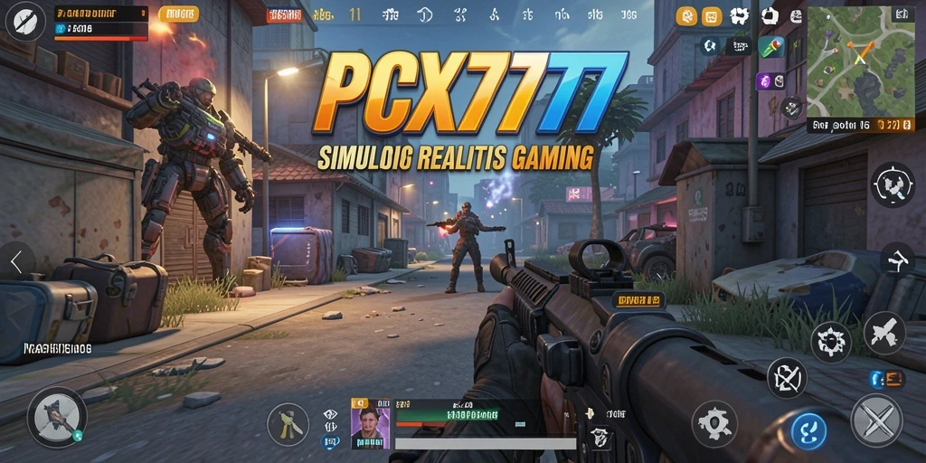 Screenshot utama PCX777 menampilkan gameplay simulasi yang realistis dan interaktif.