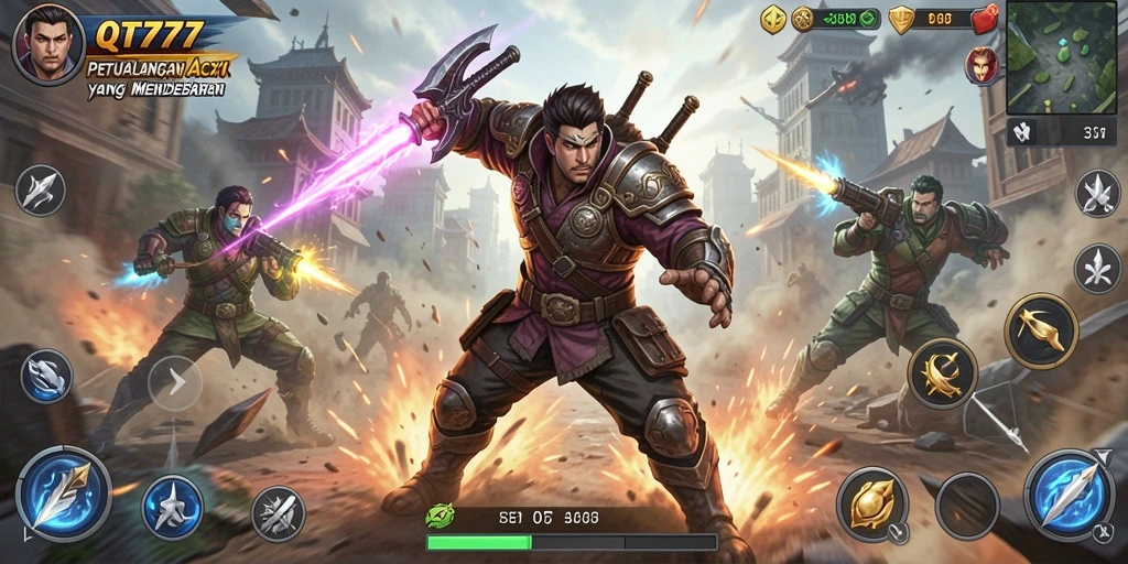 Gameplay seru dari QT777 memperlihatkan aksi pertarungan yang epik.
