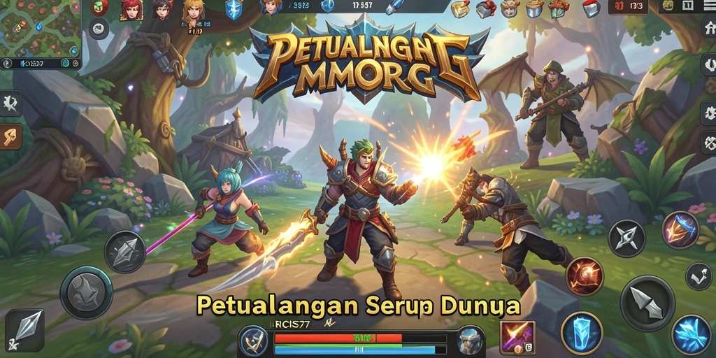 Screenshot memperlihatkan pertempuran epik di dunia RICIS77.