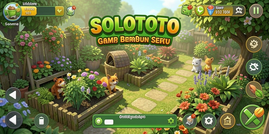Tampilan menarik dari gameplay SOLOTOTO yang penuh dengan aktivitas berkebun.